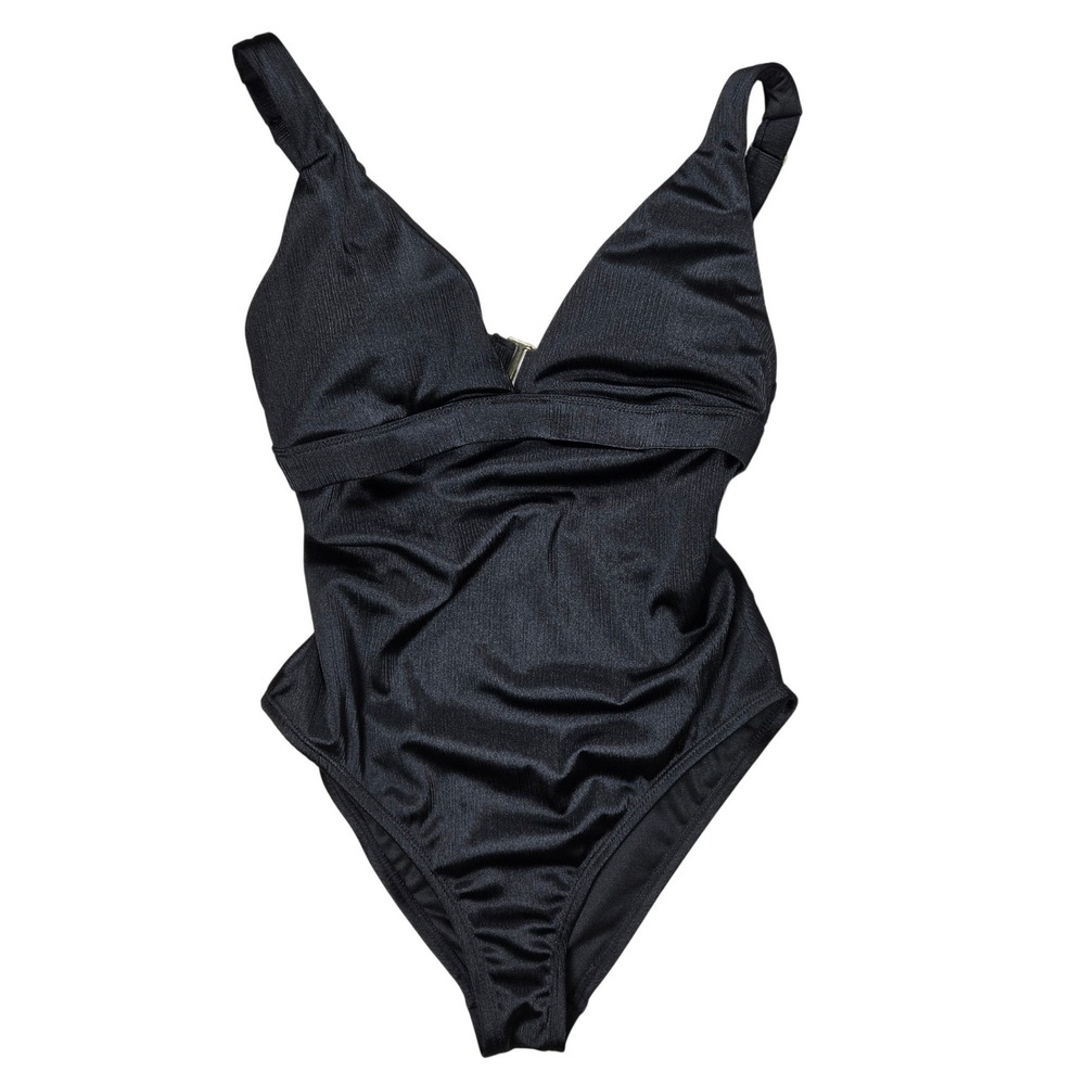 Mynah Black Rio Rainforest One Piece Swimsuit V Neck XS